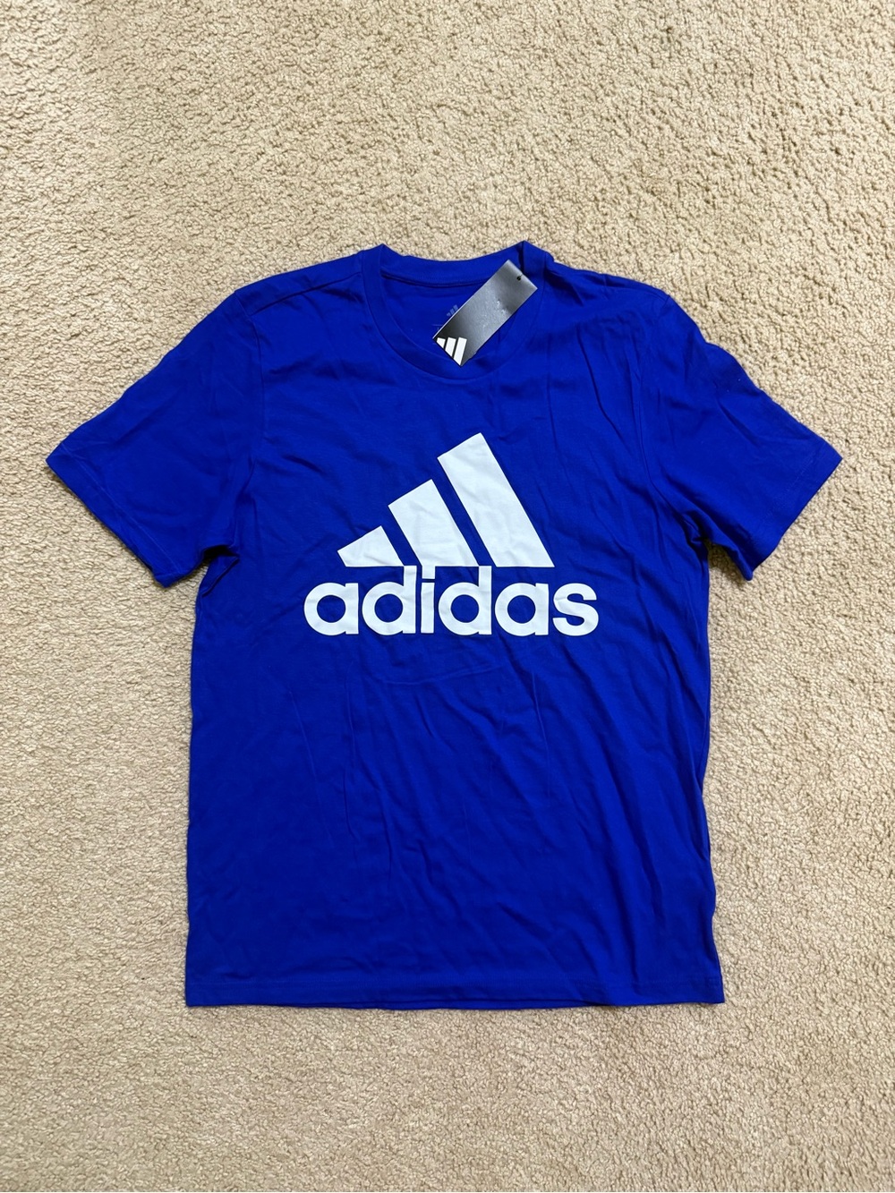 NWT Mens Adidas Essential Big logo T-shirt Blue Tee Medium KE6962-290 Sz M